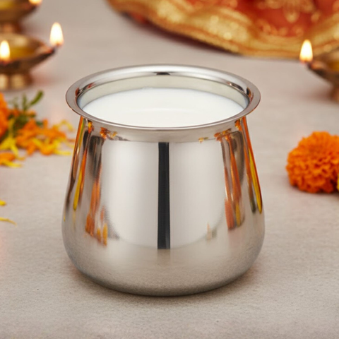 Vinod Stainless Steel Shubham Kalash for Ritual Use, front view