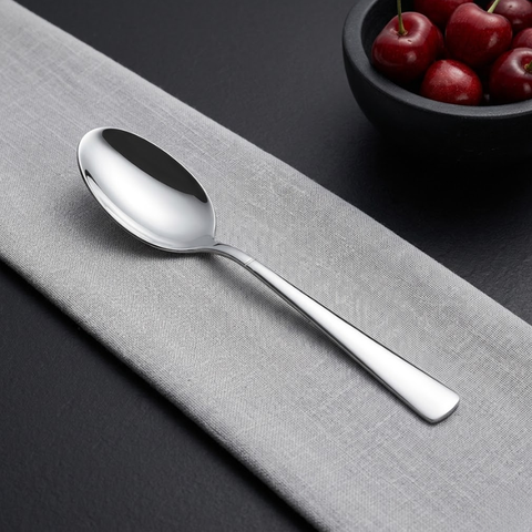 Vinod Aero stainless steel dessert spoon set of 12, front view