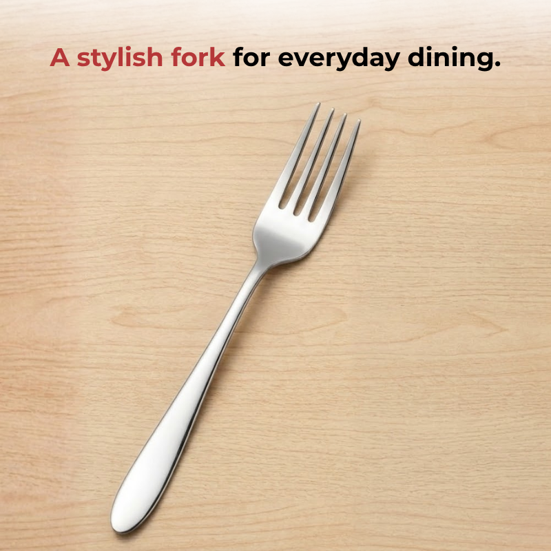 Vinod Florence stainless steel dinner fork set of 12, angled view