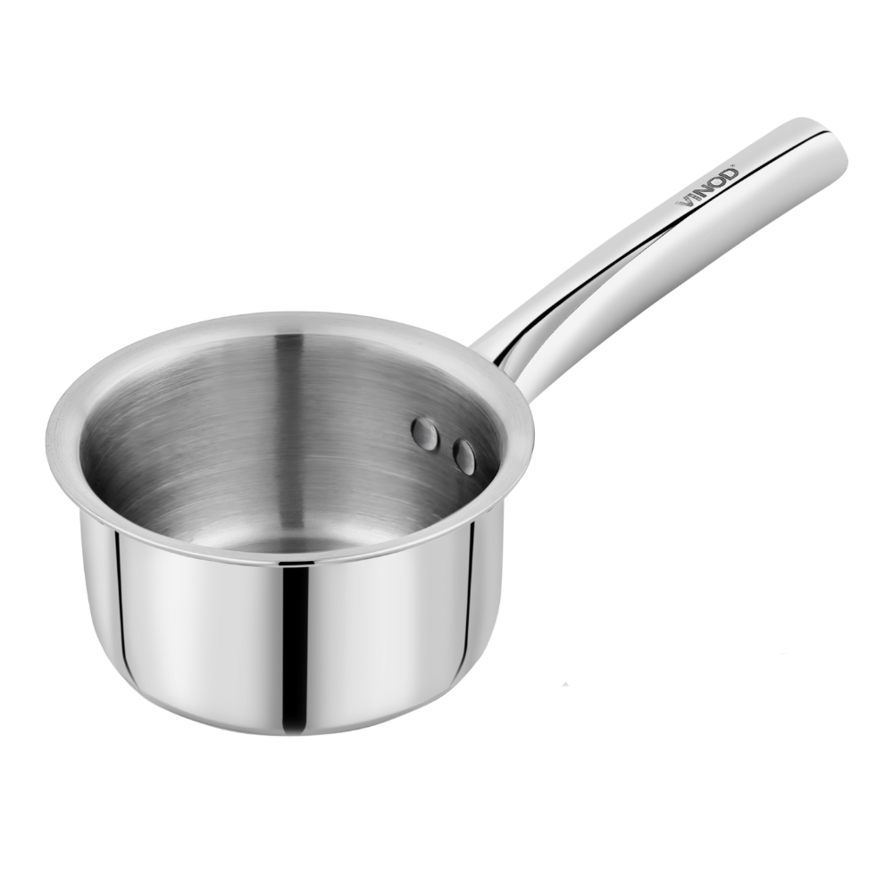 Vinod – Claro Heavy Gauge Stainless Steel Sauce Pan (Plain), 1.5 mm – Capacity 1.2 Ltr (16cm)