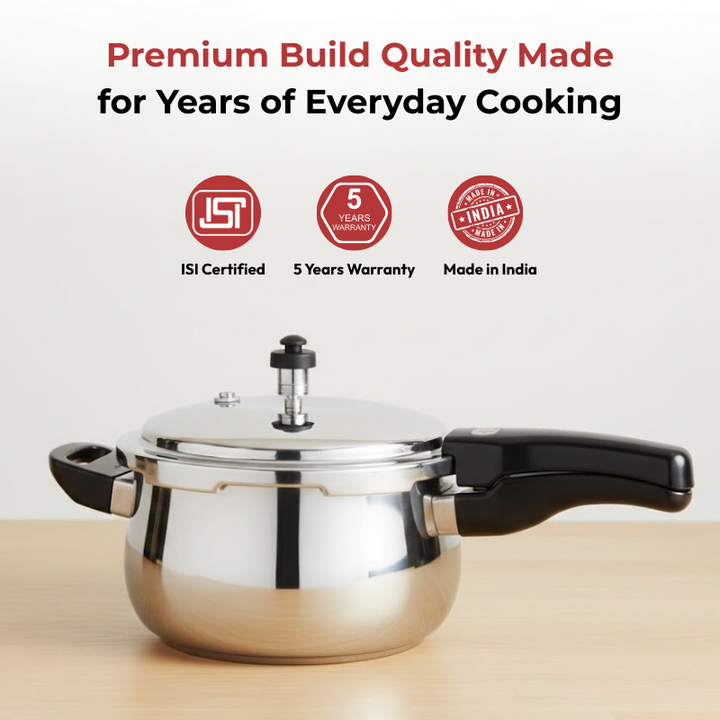 VINOD Doniv Titanium Triply Stainless Steel Pressure Cookers 5 Ltr, Outer Lid, Induction Friendly