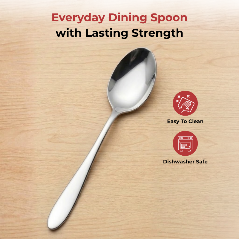 VINOD Florence Stainless Steel Dessert Spoon Set of 12-Piece, Heavy Gauge Steel, Mirror Finish, Rust Free, Tough Strong & Durable
