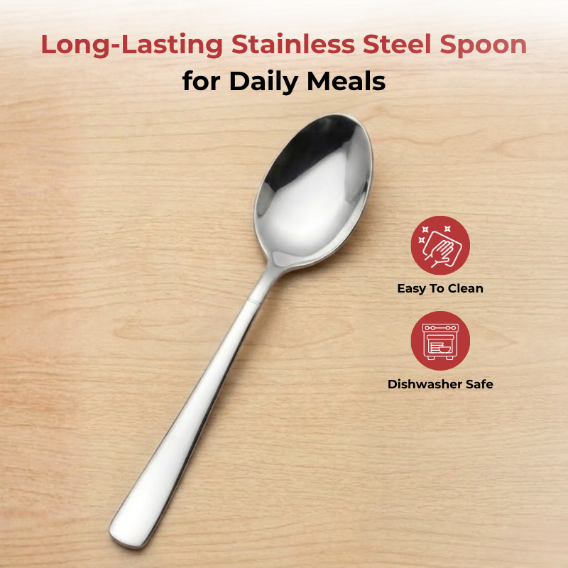 VINOD Aero Stainless Steel Dessert Spoon Set of 12-Piece, Heavy Gauge Steel, Mirror Finish, Rust Free, Tough Strong & Durable