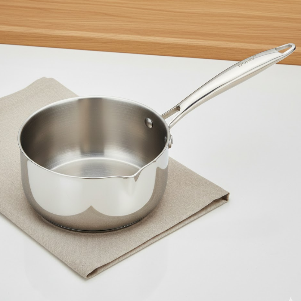 विनोद डोनिव टाइटेनियम ट्रिपली स्टेनलेस स्टील मिल्क पैन 18 सेमी, क्षमता 2.20 लीटर