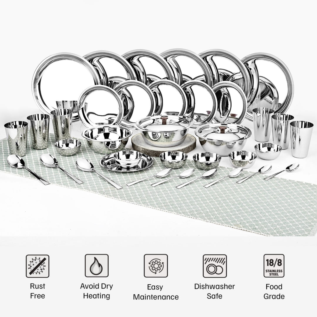 विनोद स्टेनलेस स्टील 36 पीस डिनर सेट, छह लोगों के लिए