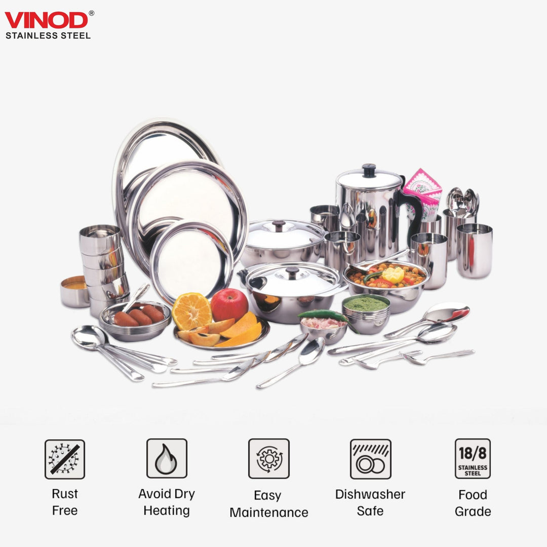 विनोद स्टेनलेस स्टील 37 पीस डिनर सेट, छह लोगों के लिए