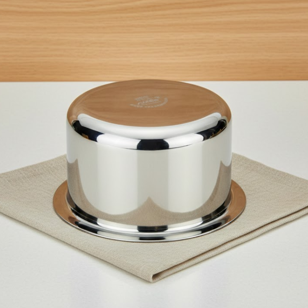 Vinod Doniv Titanium Triply Stainless Steel Tope with Cover, top view