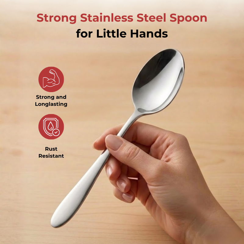 Vinod Florence stainless steel baby spoon set of 12, close-up detail