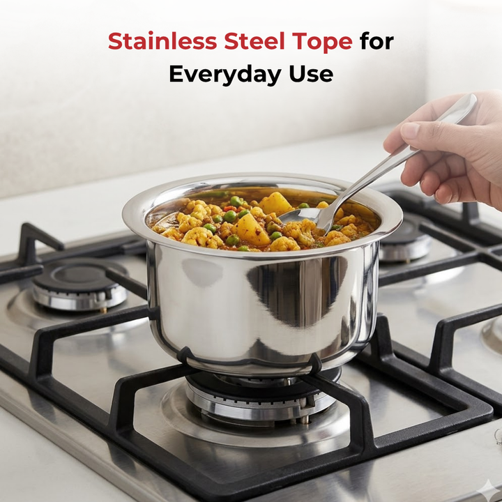 Vinod Stainless Steel Induction Friendly Flat Bottom Cooking Tope With 1.5mm Thickness | 18 Gauge Durable Steel  3 Pcs | Capacity 1400ml, 1800ml and 2300ml | No 11 to 13