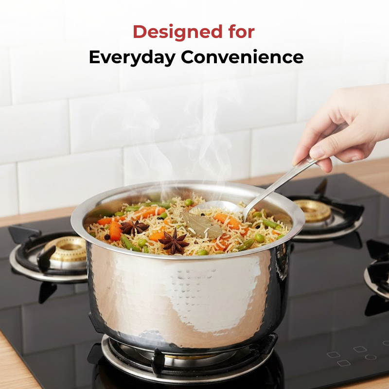 Vinod – Claro Heavy Gauge Stainless Steel Hammered Tope, 1.5 mm – Capacity 4600