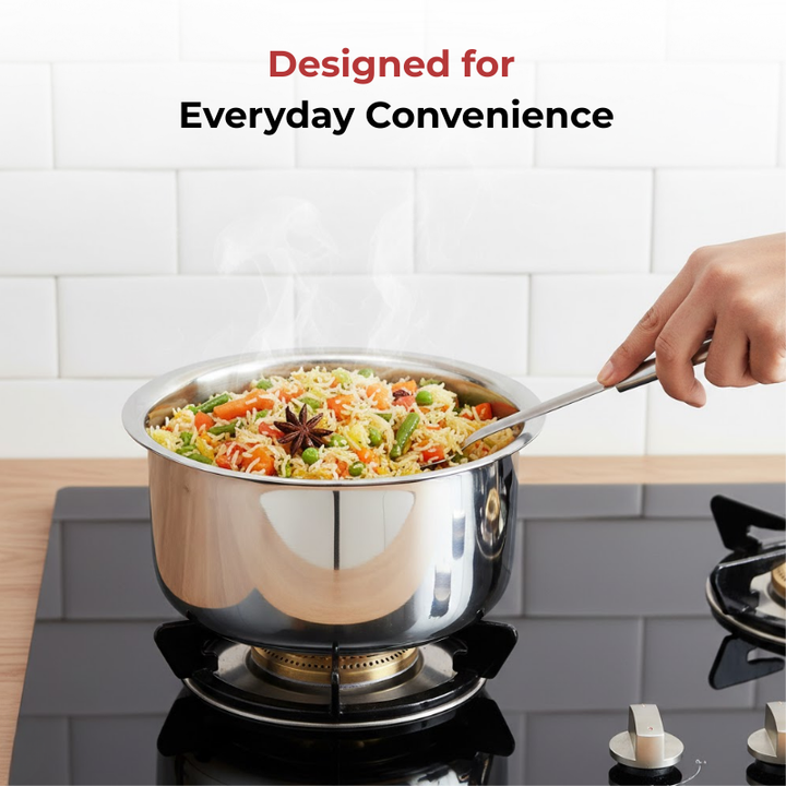 Vinod – Claro Heavy Gauge Stainless Steel Tope (Plain), 1.5 mm – Capacity 1800 ml