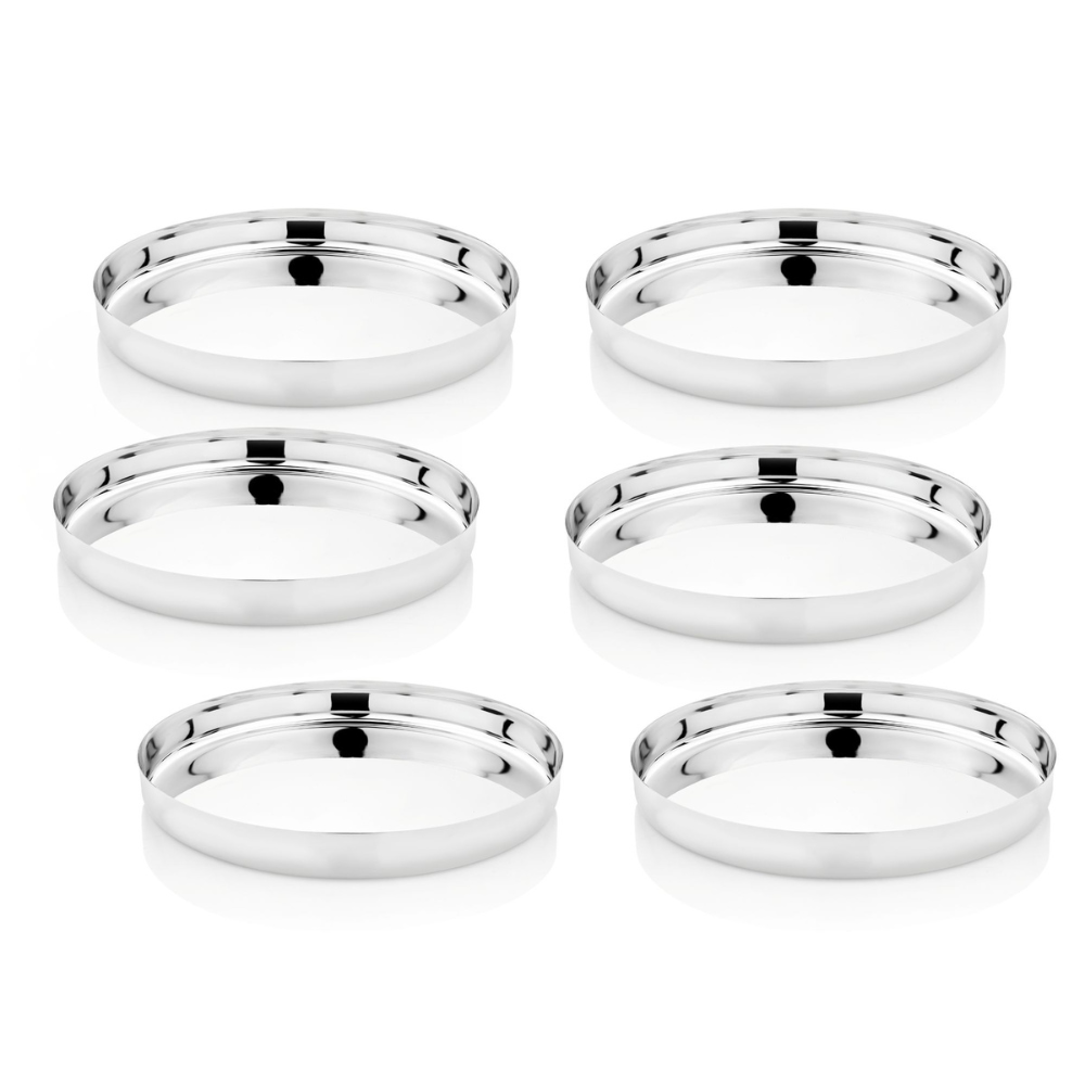 Vinod stainless steel beeding khumcha thali set of 2, 24 cm, mirror finish, top view