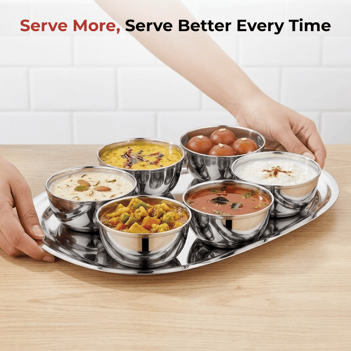 VINOD Stainless Steel Maharaja Bowl Set of 6 Pieces - 200 ml, Highest Grade Steel, Heavy and Strong, Easy to Clean and Rust Free