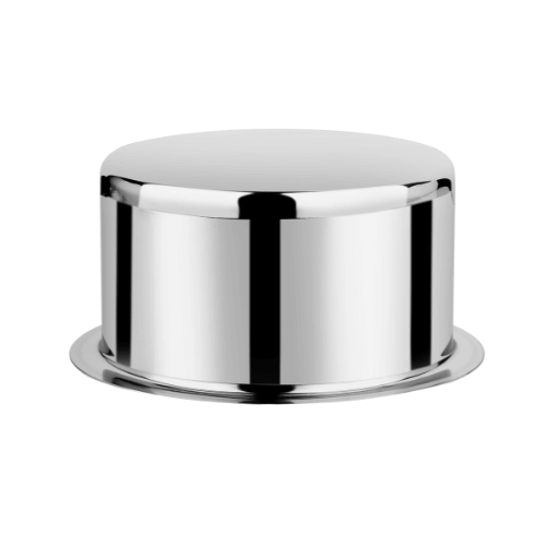 Vinod stainless steel induction friendly flat bottom tope without lid 650 ml no 9, angled view