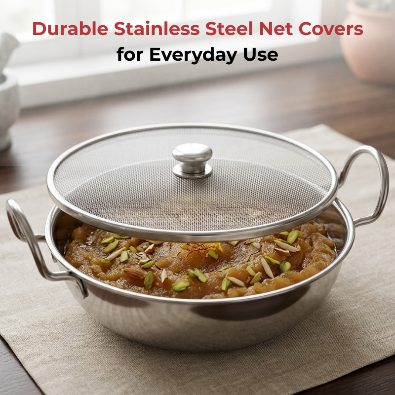 Vinod stainless steel net food cover set of 2, size 10, top view