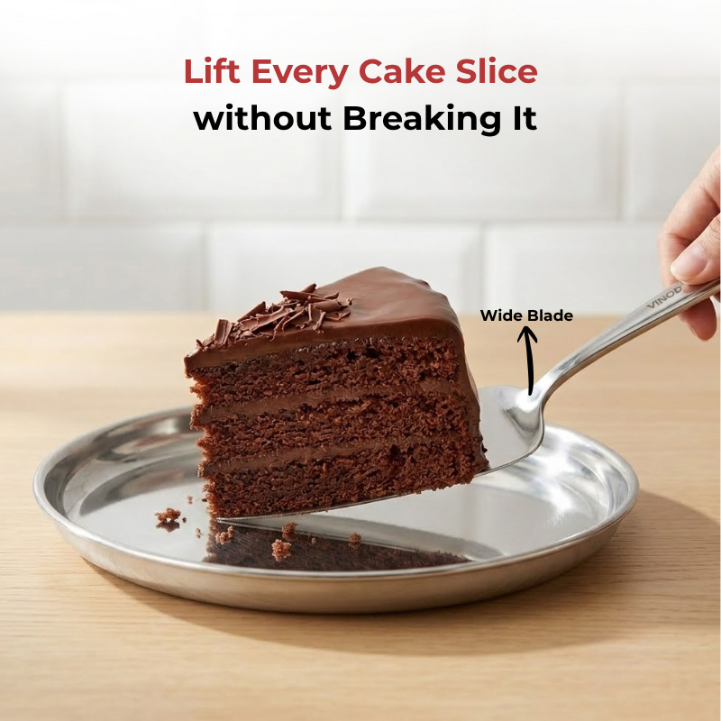 Vinod stainless steel cake / desserts server set of 2, close-up detail