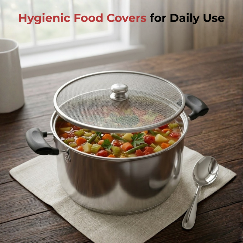 Vinod stainless steel net food cover set of 2, size 9, angled view