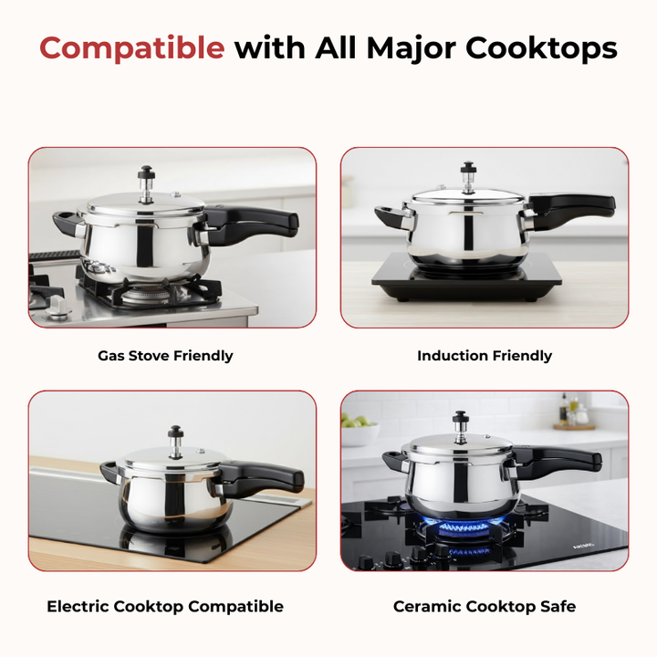 VINOD Doniv Titanium Triply Stainless Steel Pressure Cookers 5 Ltr, Outer Lid, Induction Friendly