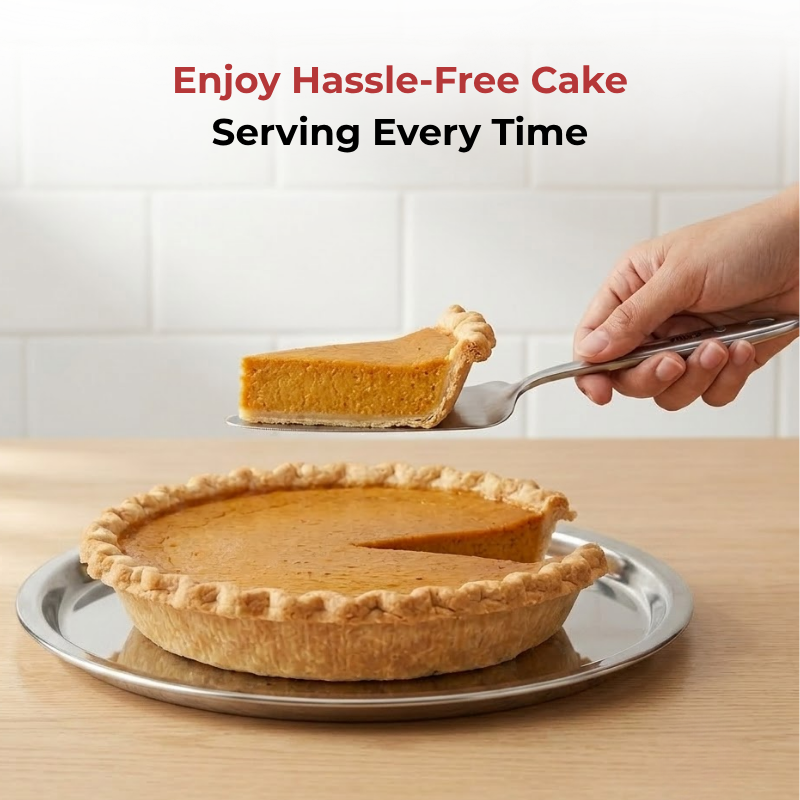 Vinod stainless steel cake / desserts server set of 2, in-use view