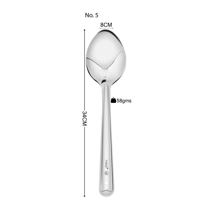 Vinod Stainless Steel Paan Serving/Cooking Spoon, Set of 2, Size 5 | Ideal for Gravy/Curry/Sauces/Bhaji/Rice
