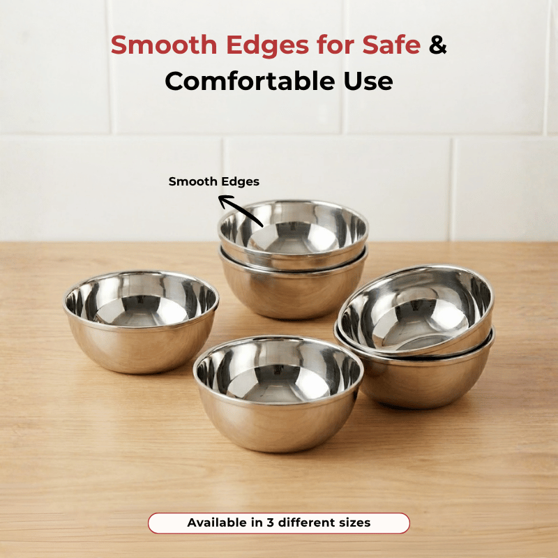 Vinod Stainless Steel Maharaja Bowl Set of 6 Pieces, in-use view