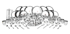 VINOD 51 Pieces Hammered Stainless Steel Dinner Set, Heavy Gauge steel, Tough and Strong, Durable shine, Dishwasher safe and ISI certified