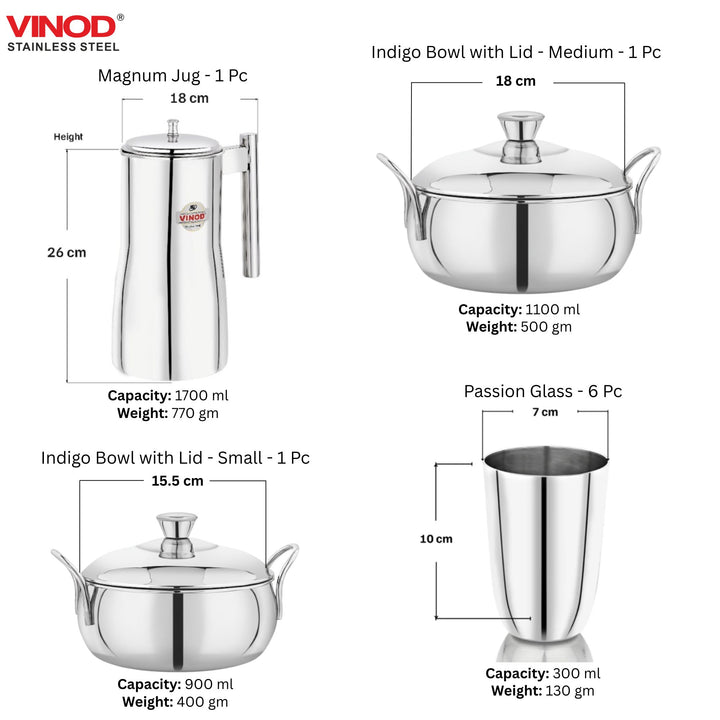 विनोद स्टेनलेस स्टील 53 पीस टू टोन डिनर सेट