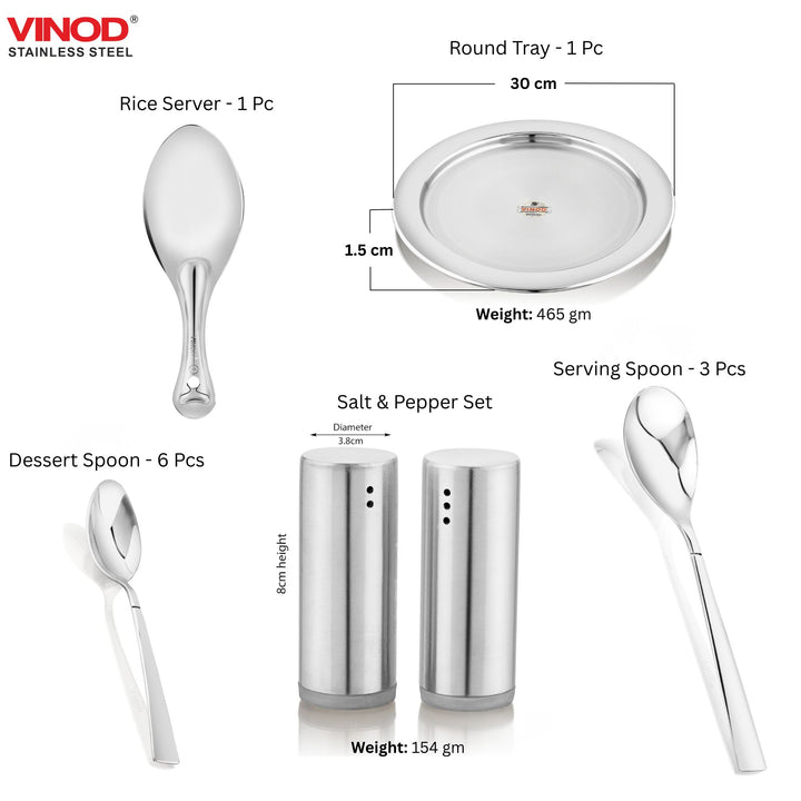 विनोद स्टेनलेस स्टील 53 पीस टू टोन डिनर सेट