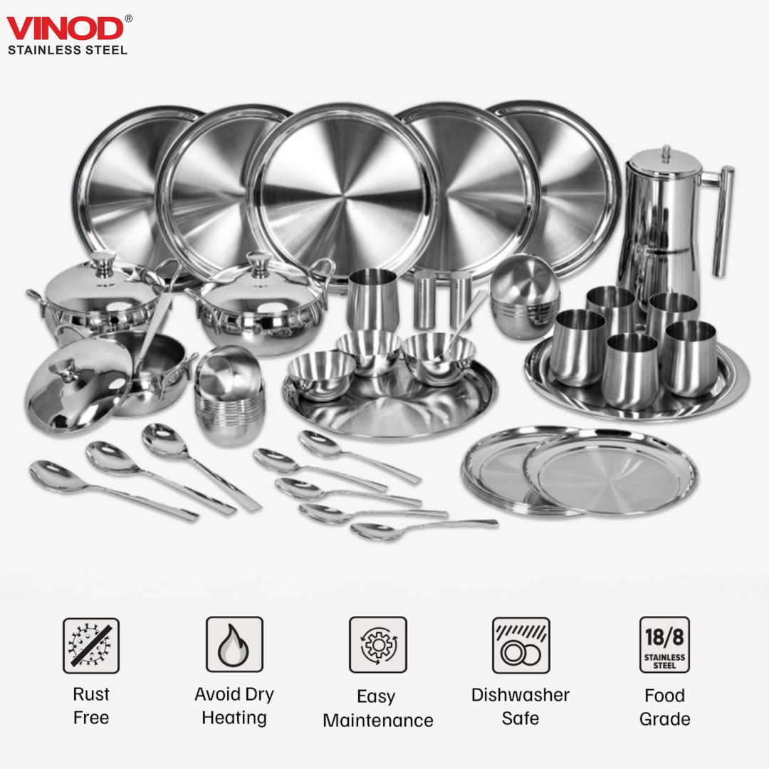 विनोद स्टेनलेस स्टील 53 पीस टू टोन डिनर सेट