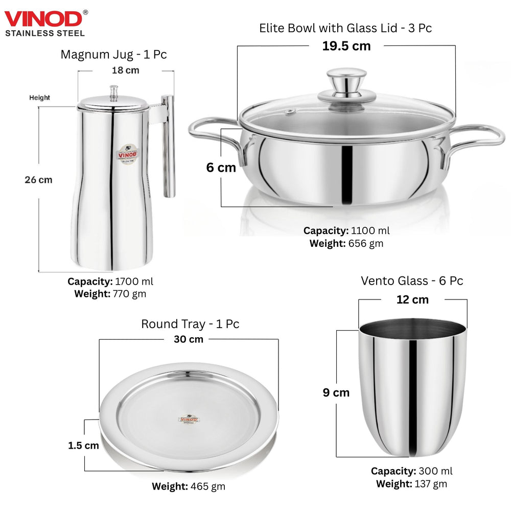 Vinod 55 Pieces Two Tone Stainless Steel Dinner Set, angled view