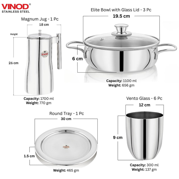 विनोद स्टेनलेस स्टील 55 पीस टू टोन डिनर सेट छह लोगों के लिए