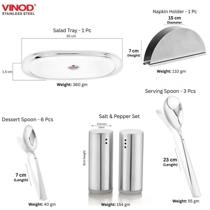 विनोद स्टेनलेस स्टील 55 पीस टू टोन डिनर सेट छह लोगों के लिए