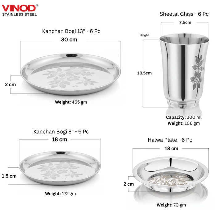 विनोद स्टेनलेस स्टील 58 पीस लेज़र डिनर सेट