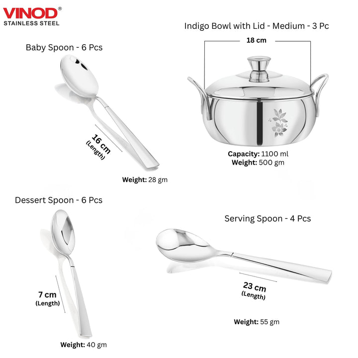 विनोद स्टेनलेस स्टील 58 पीस लेज़र डिनर सेट