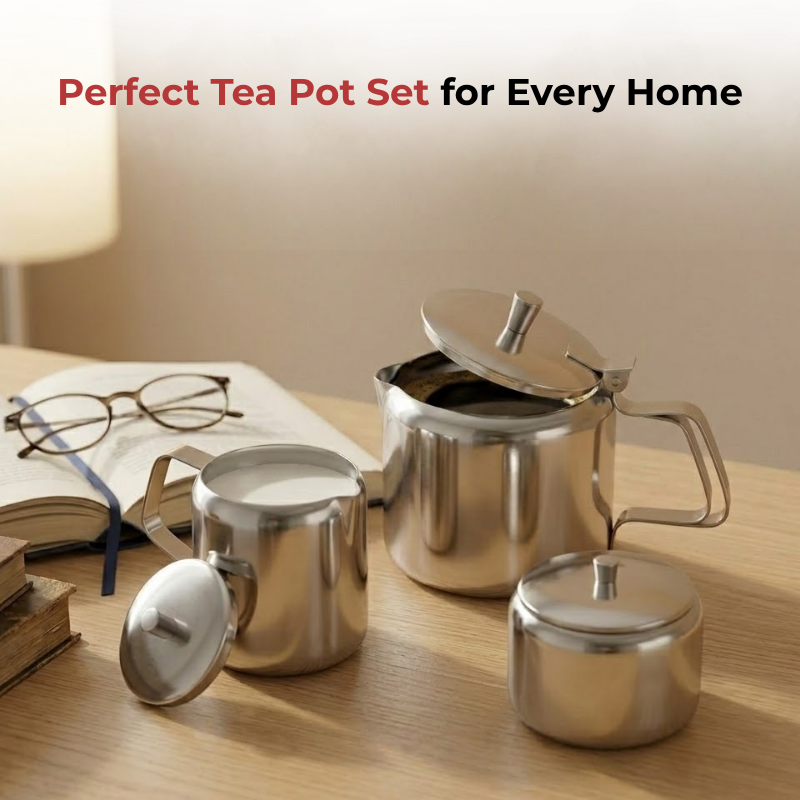 Vinod Stainless Steel 3 Pieces Mini Tea Set Tea Pot, 170 ml, product view 7