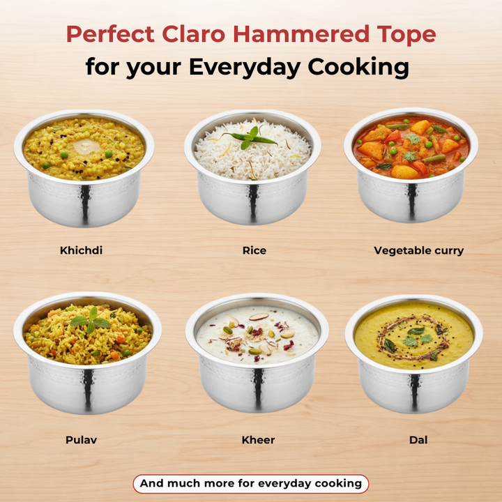 Vinod – Claro Heavy Gauge Stainless Steel Hammered Tope, 1.5 mm – Capacity 4600