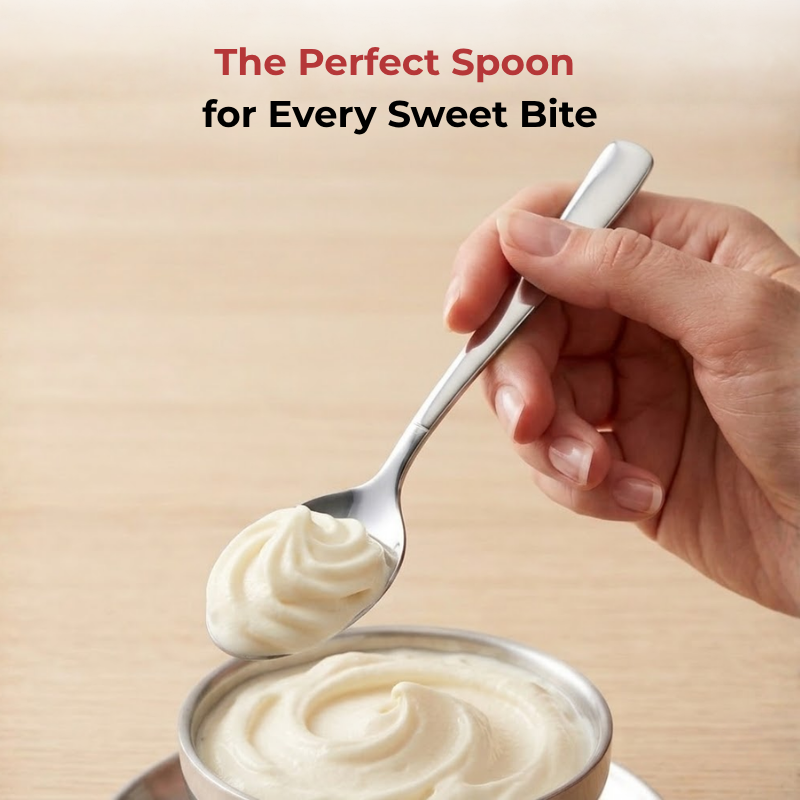 VINOD Aero Stainless Steel Dessert Spoon Set of 12-Piece, Heavy Gauge Steel, Mirror Finish, Rust Free, Tough Strong & Durable