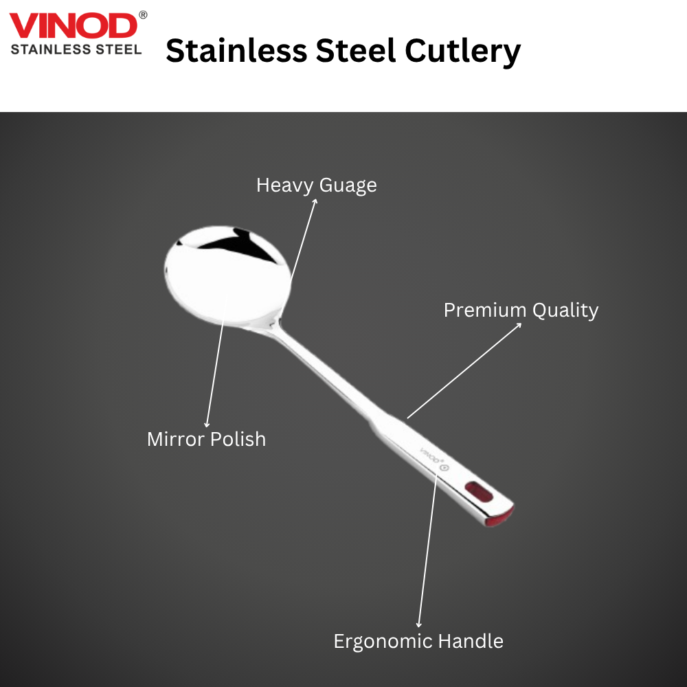 विनोद स्टेनलेस स्टील क्वींस कबदिर हैवी गेज सर्विंग स्पून सेट (2 का) I नंबर 1