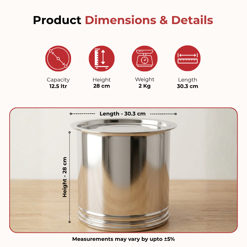 Vinod Stainless Steel Pawali 12.5 Litre, product view 7
