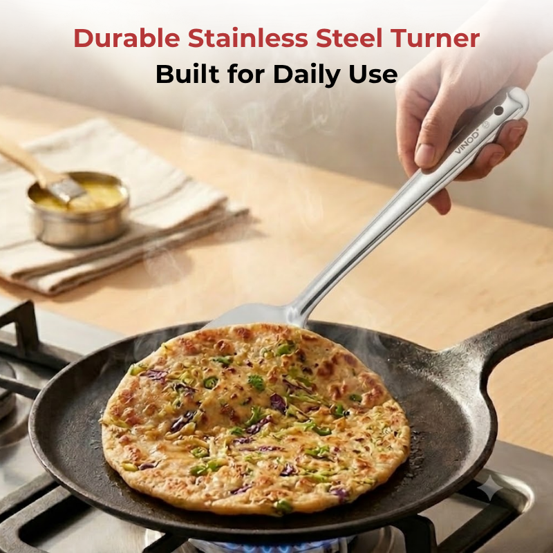 Vinod Stainless Steel Basting Turner / Khurpa/ Cooking Palta Turner Set of 2, product view 7