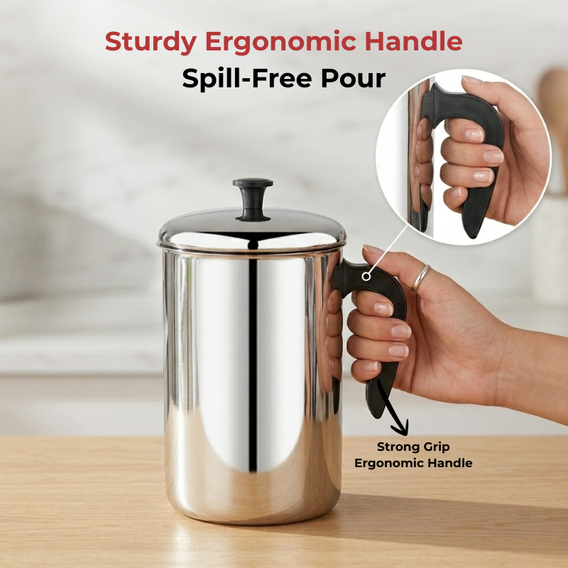 VINOD Stainless Steel Aqua Jug Covered 2200 ml with Highest Grade Stainless Steel, Mirror Finish, Strong & Durable Build, Rust Free