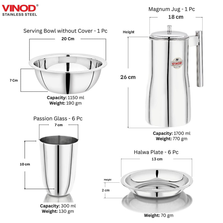 विनोद स्टेनलेस स्टील 61 पीस टू टोन डीलक्स डिनर सेट छह लोगों के लिए