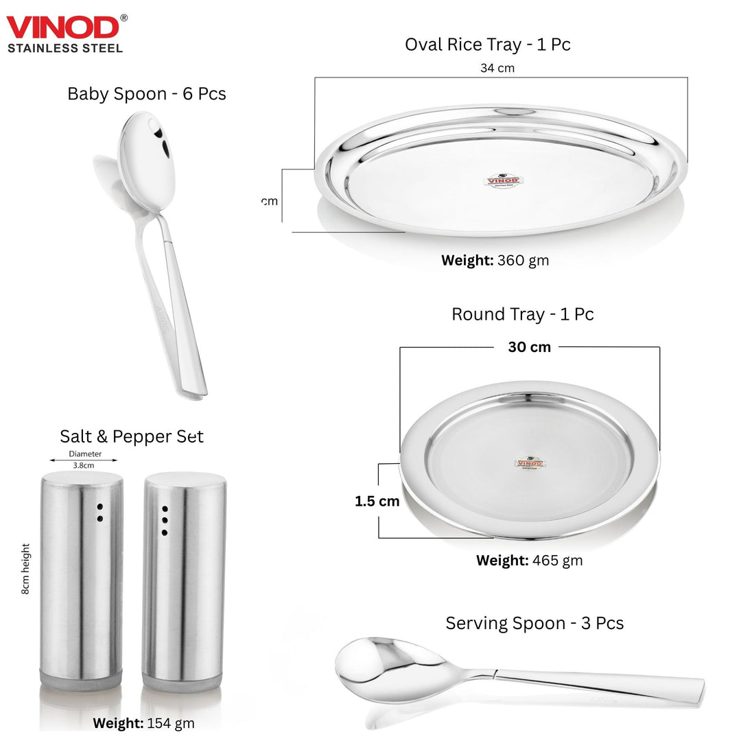 विनोद स्टेनलेस स्टील 61 पीस टू टोन डीलक्स डिनर सेट छह लोगों के लिए