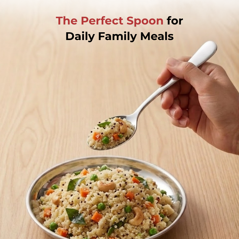 VINOD Decora Stainless Steel Dessert Spoon Set of 12-Piece, Heavy Gauge Steel, Mirror Finish, Rust Free, Tough Strong & Durable