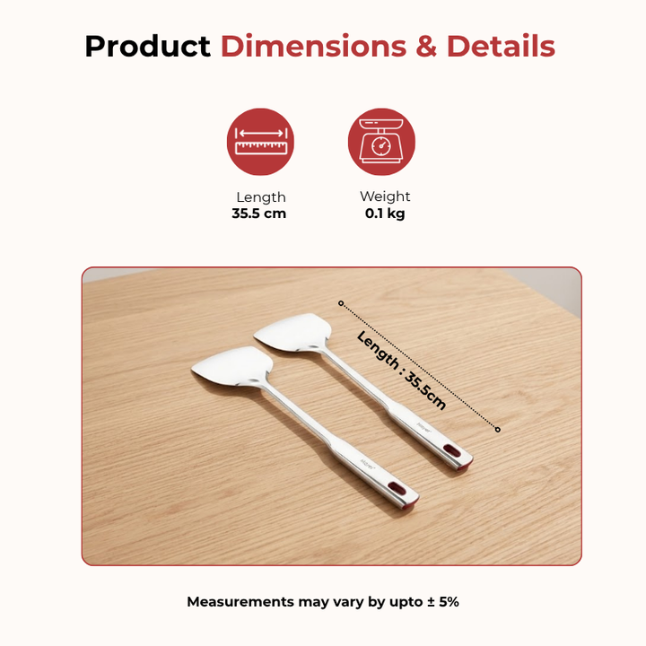 VINOD Stainless Steel Queens Palta / Spatula, Heavy Gauge Steel, Easy to Clean, Dishwasher Safe, Rust Free - No. 1