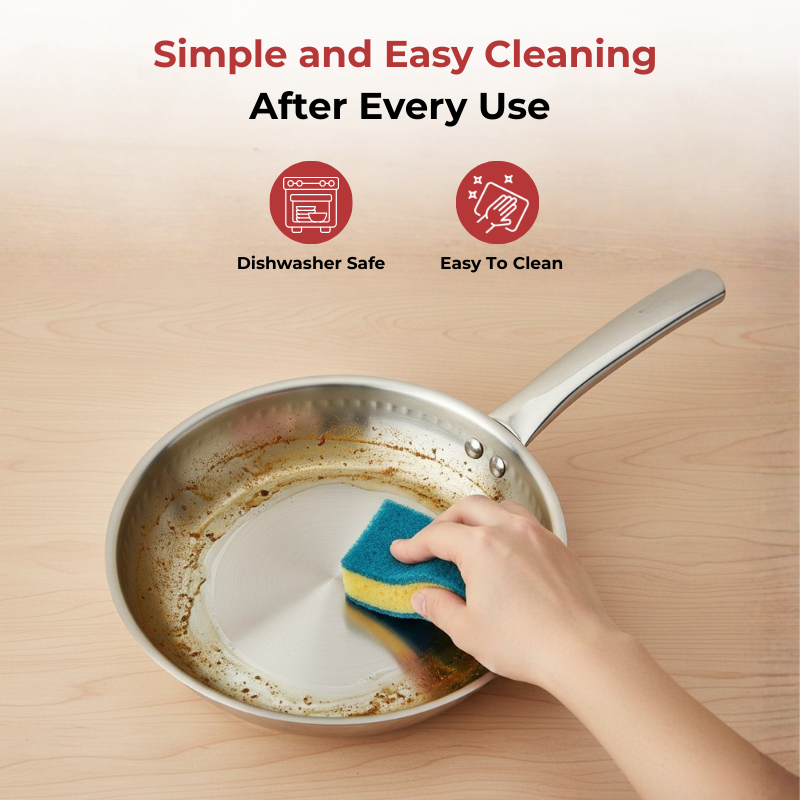 Vinod – Claro Heavy Gauge Stainless Steel Hammered Fry Pan with 1.5 mm Thickness 1400 ml