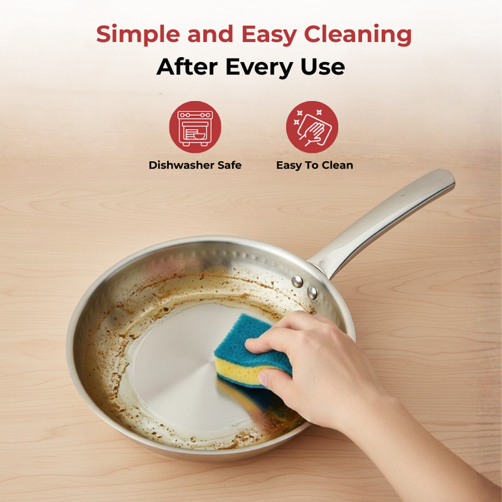 Vinod – Claro Heavy Gauge Stainless Steel Hammered Fry Pan with 1.5 mm Thickness 1400 ml