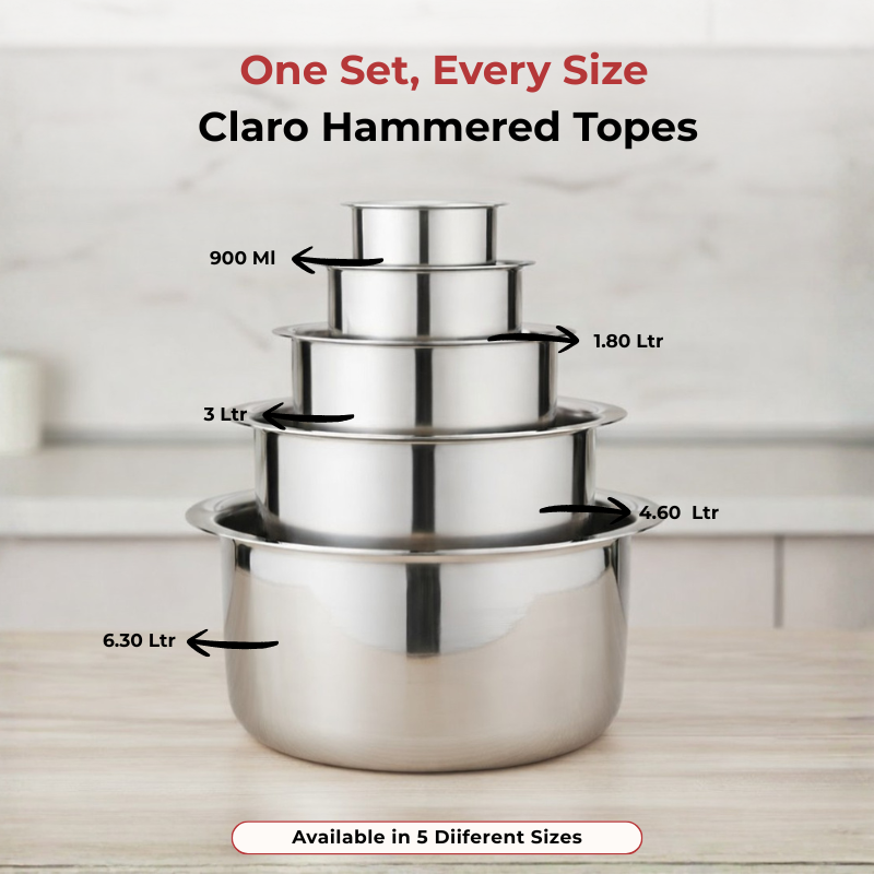 Vinod – Claro Heavy Gauge Stainless Steel Tope (Plain), 1.5 mm – Capacity 1800 ml