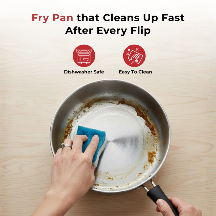 VINOD – DONIV Stainless Steel Sandwich Bottom Solitaire Fry Pan, 20 cms – Induction Friendly. Capacity 2 Liter