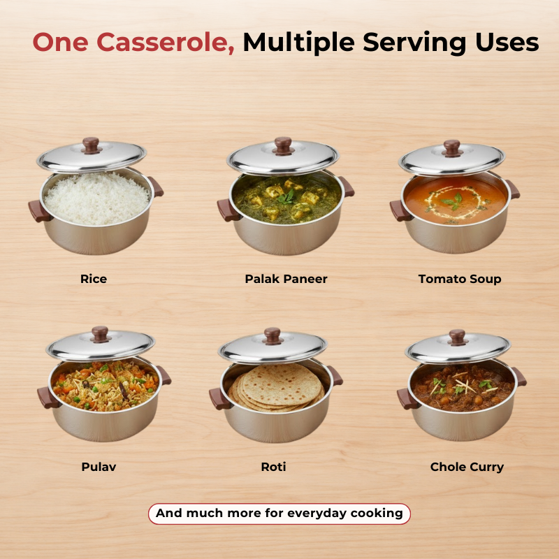 Vinod Stainless Steel Multipurpose Hot Casserole with lid, 2800 ml Capacity, product view 8